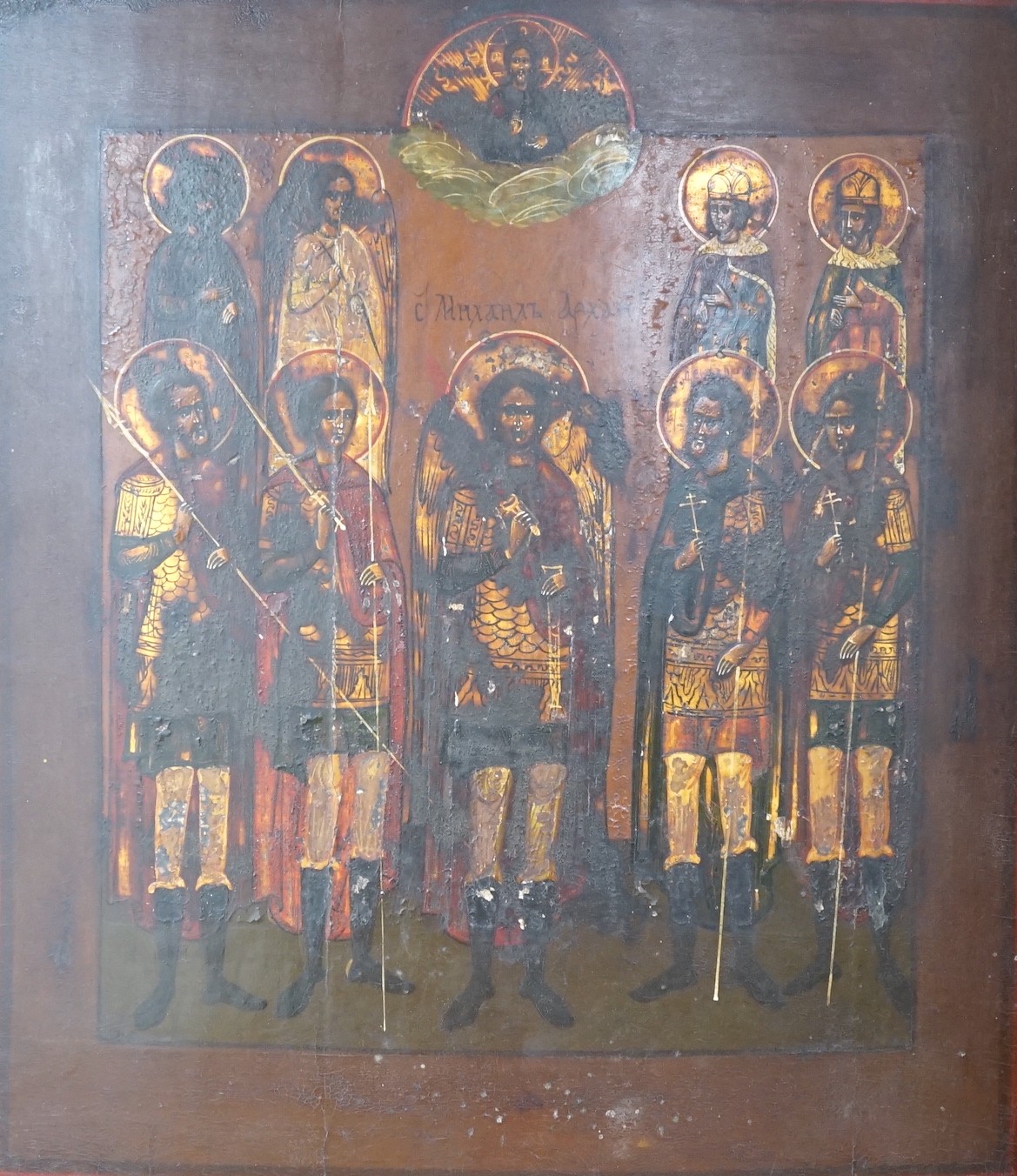 19th century Eastern European School, tempera on wooden panel, Icon of apostles, 35 x 31cm